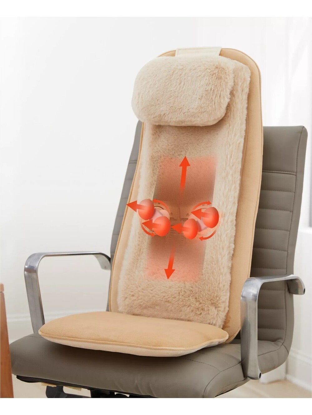 99$ Sharper Image Shiatsu Chair Pad Heated Seat Topper Massager Size One Gray